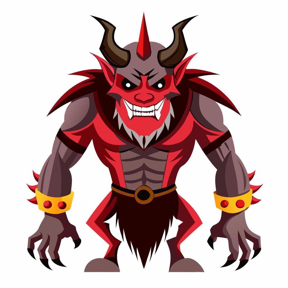 Cartoon character satan,devil, demon, monster .Isolated on white background. Suitable for posters,sticker, logo, children's books,games . Illustration vector