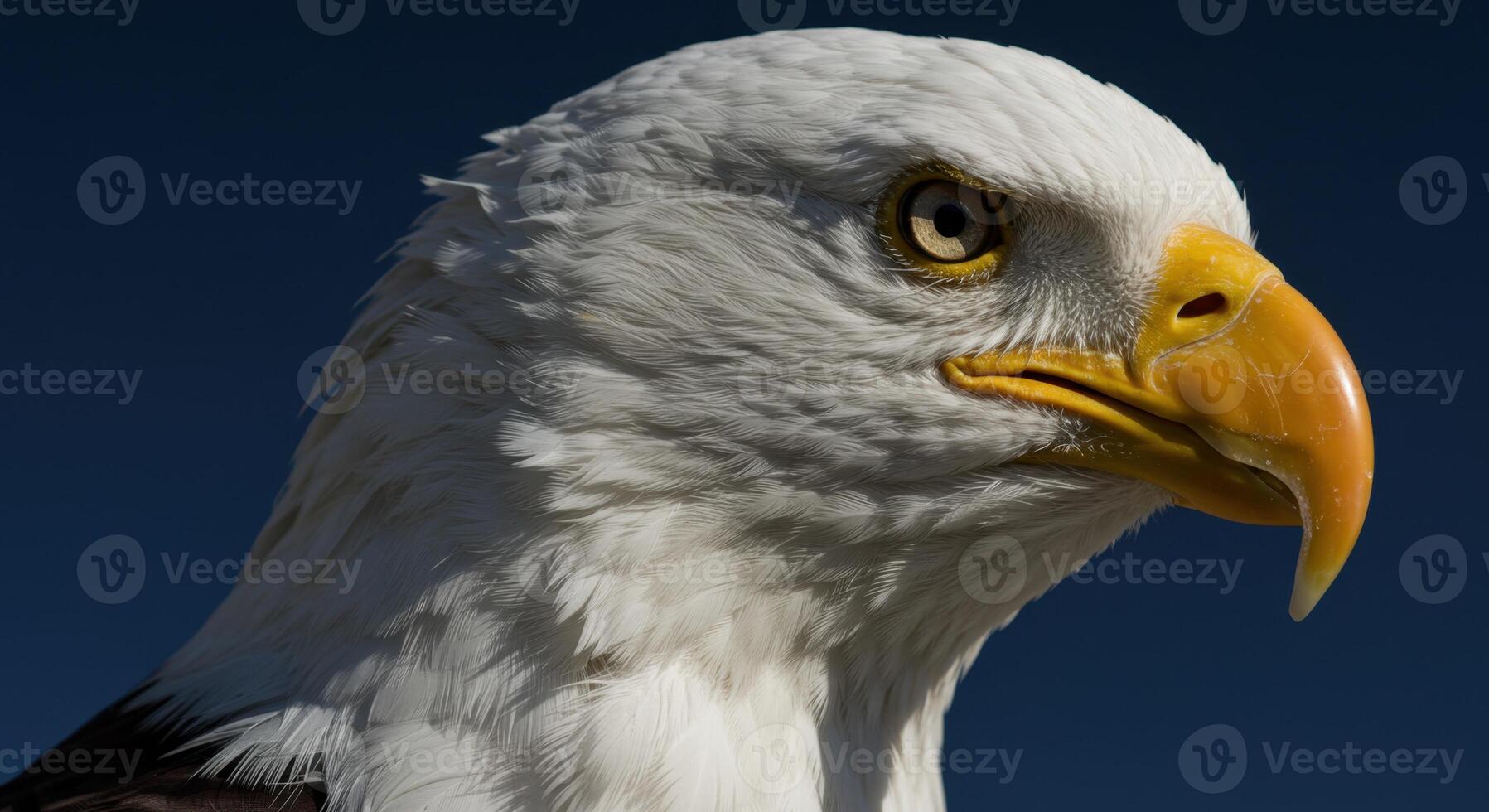 Close-Up of Bald Eagle Head Against Clear Sky - Symbol of American Freedom and Strength photo