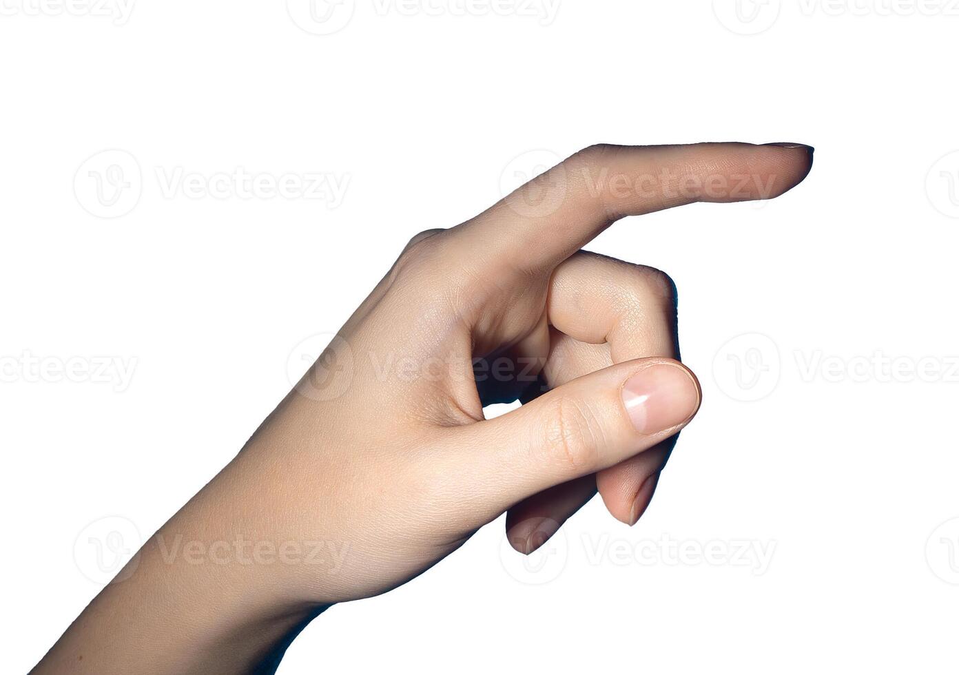 Finger clicking button. Woman hand making gesture to tap, select, push or choose digital object, photo