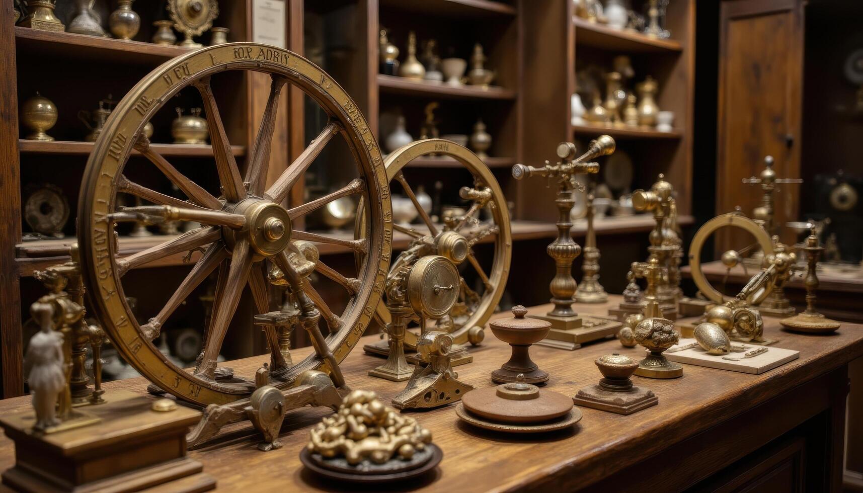 A still life of astronomical instruments, displaying their craftsmanship and historical significance. photo