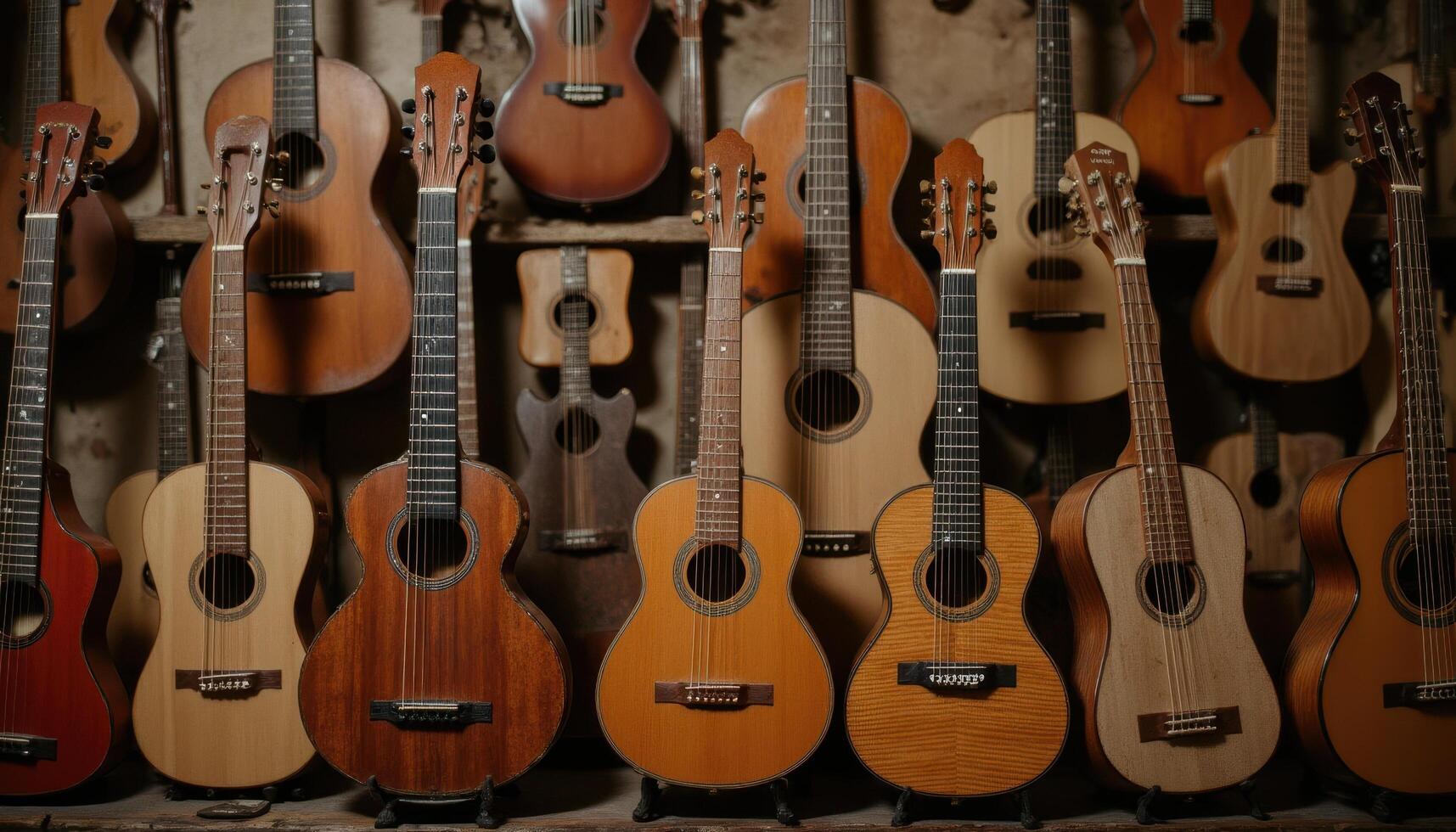A still life of musical instruments, displaying their craftsmanship and aged appearance. photo