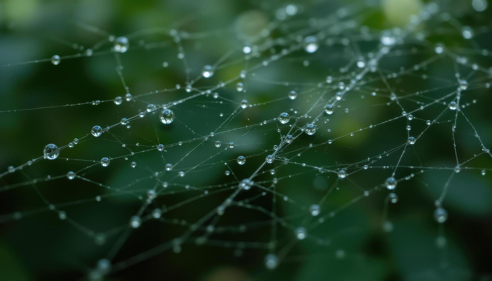 A close up of dew drops clinging to a spiderweb photo