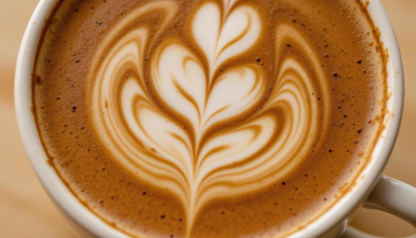 The swirling pattern of coffee in a cup, with crema and foam creating complex textures. photo