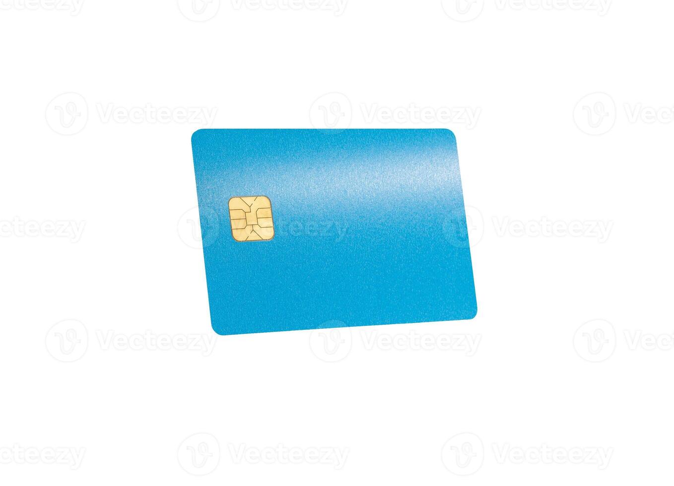 Card with elegant design. Glossy plastic credit or debit card with chip, shining gradient texture, photo