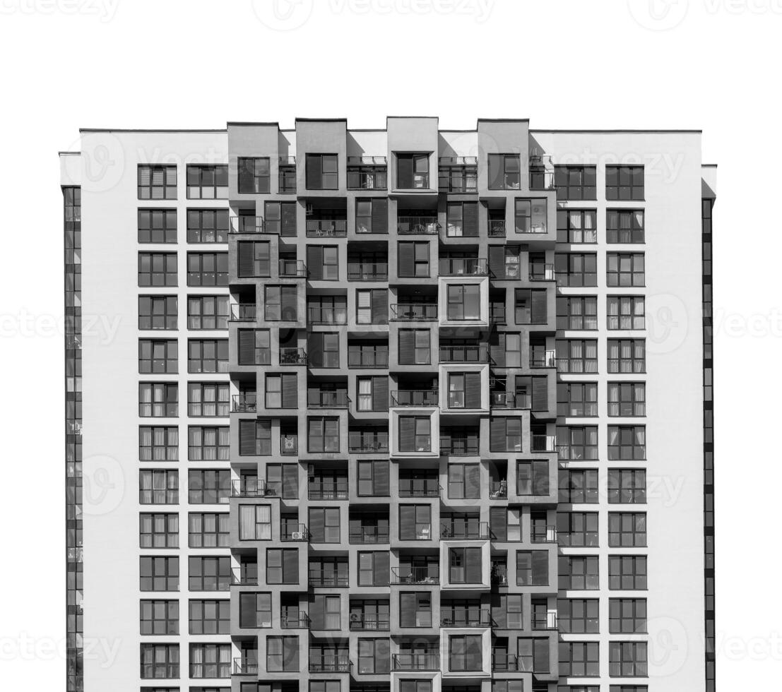 Building with modern architecture. Tall highrise office, commercial or residential property with photo