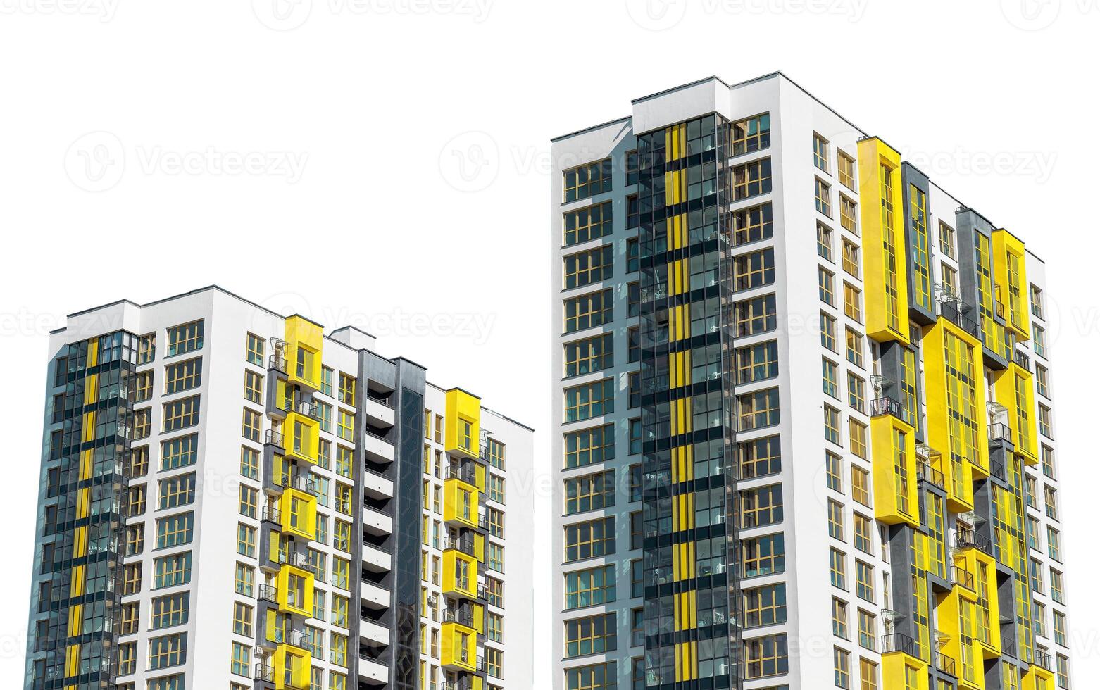 Building exterior with tall highrise condominium. Modern multistory housing, downtown city photo