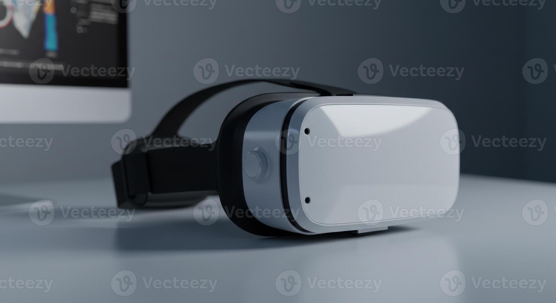 Close-Up of Virtual Reality Headset on Desk in Modern Tech Environment photo