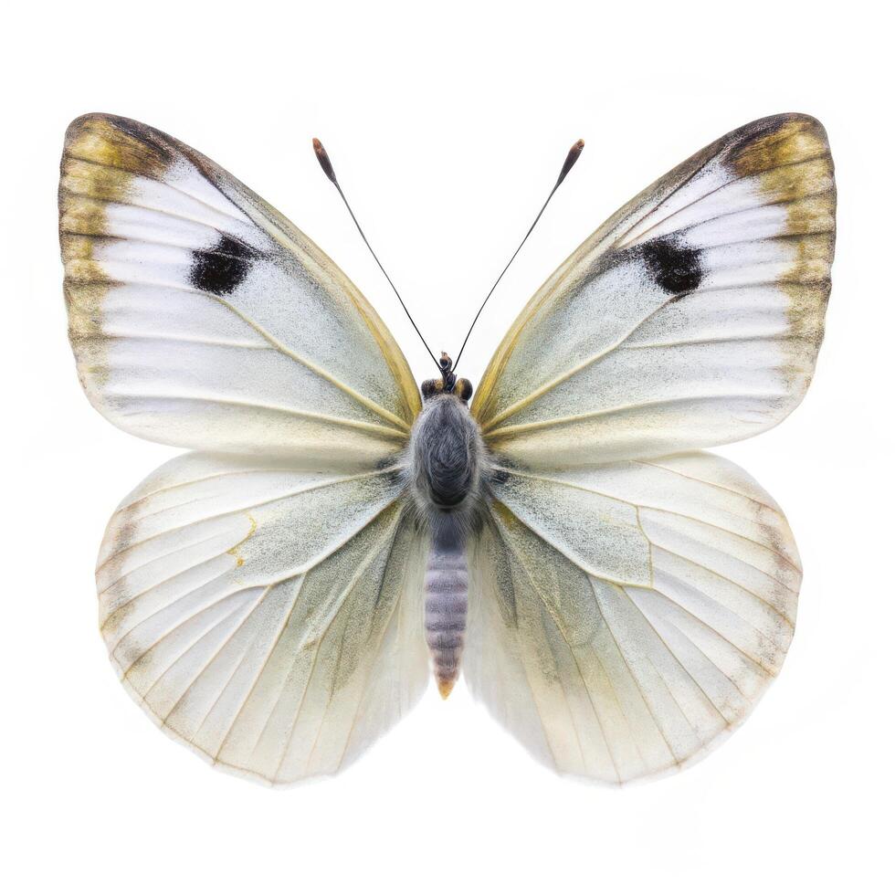 A Cabbage White butterfly isolated on a white background, showcasing its delicate wings photo