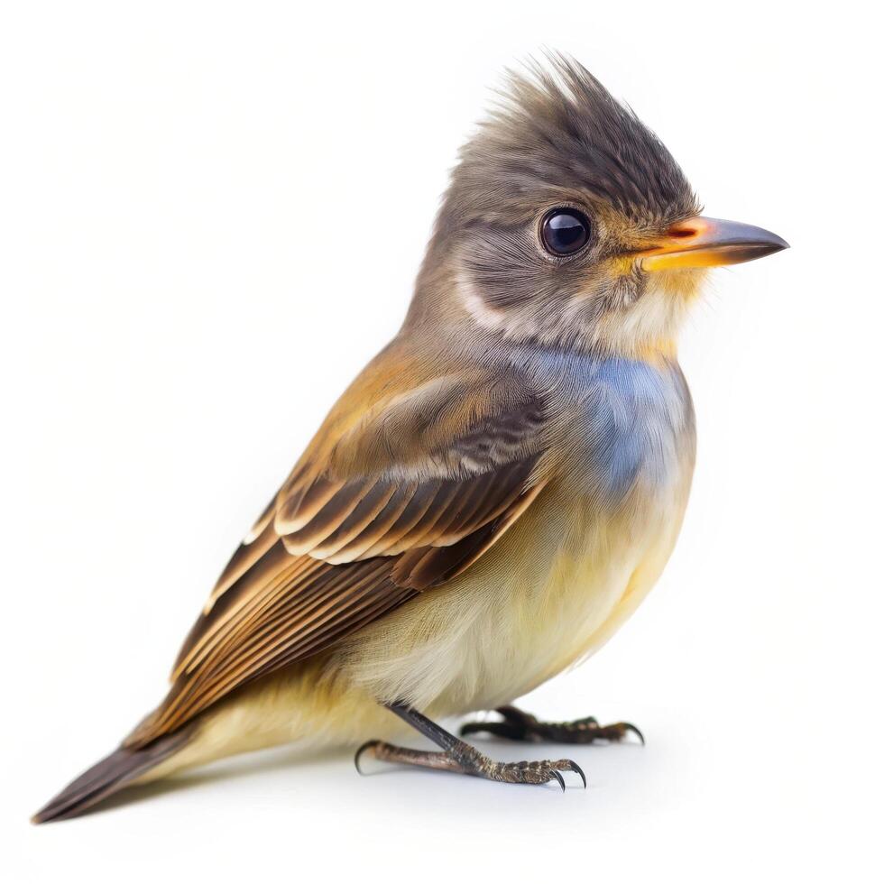 Greater Pewee Bird on a Plain White Background photo
