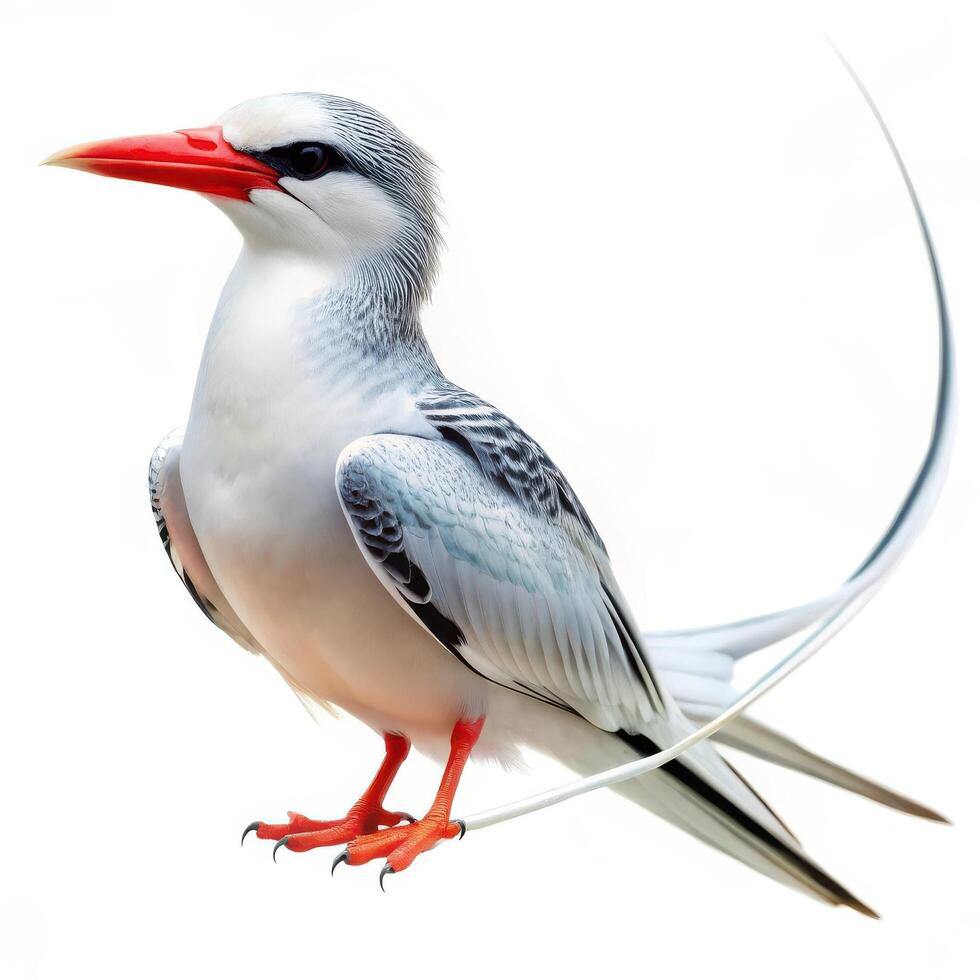 Red-billed Tropicbird on a Solid White Background photo