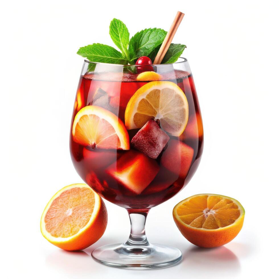 Refreshing Sangria Red wine citrus berries in a glass summer vibes photo