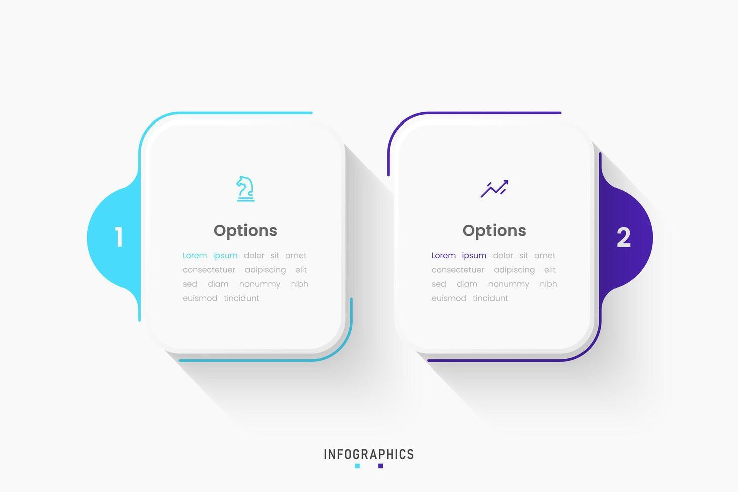 Infographic label design template with icons and 2 options or steps. Can be used for process, presentations, workflow, flow chart, info graph. vector