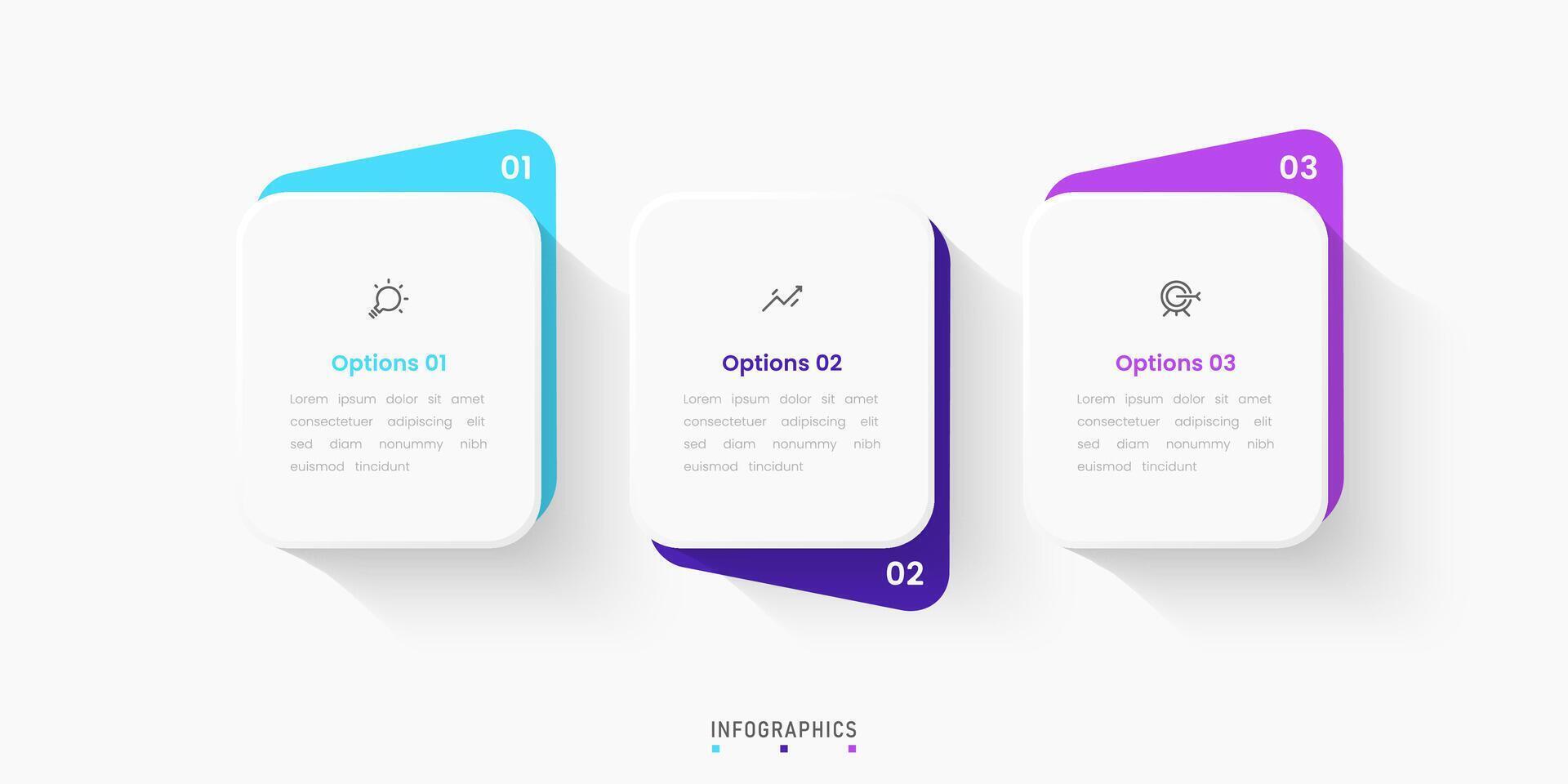 Infographic label design template with icons and 3 options or steps. Can be used for process diagram, presentations, workflow layout, banner, flowchart, info graph. vector
