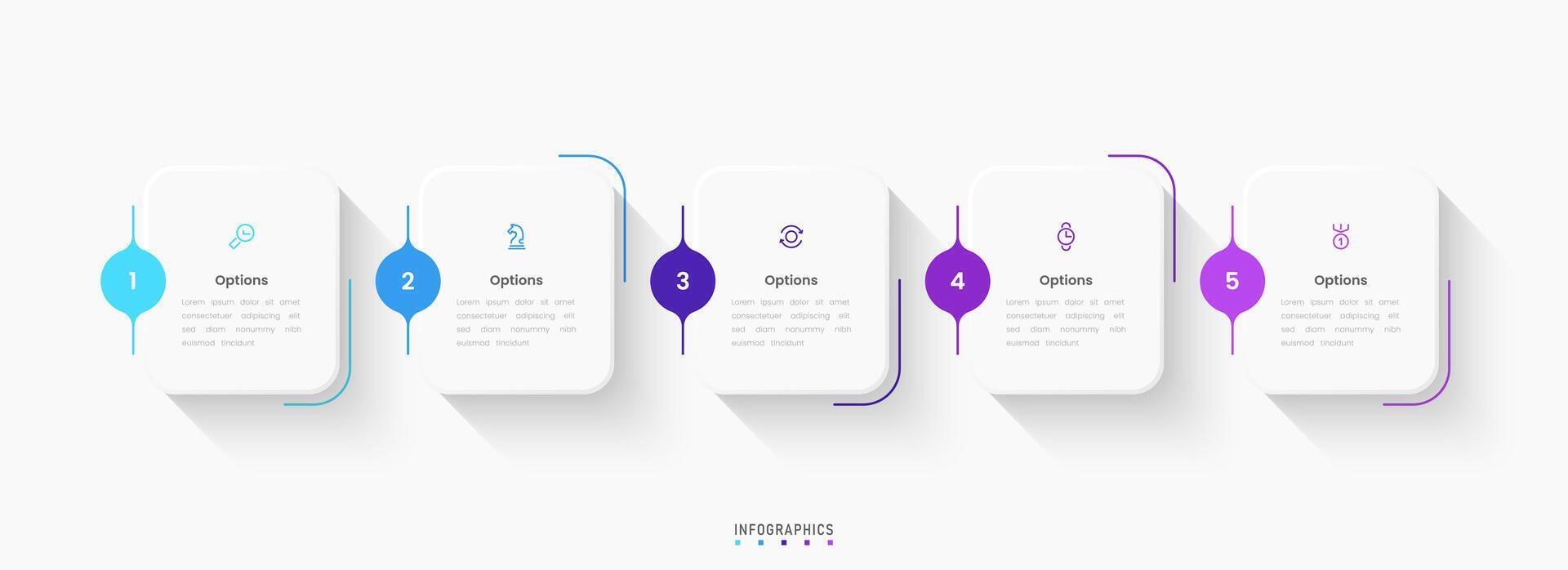 Infographic label design template with icons and 5 options or steps. Can be used for process diagram, presentations, workflow layout, banner, flowchart, info graph. vector