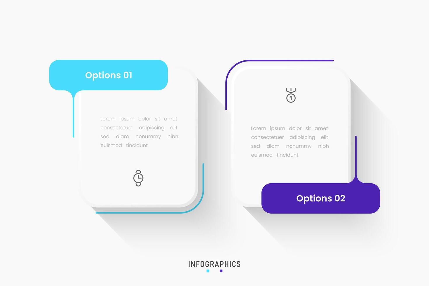 Infographic label design template with icons and 2 options or steps. Can be used for process diagram, presentations, workflow layout, banner, flowchart, info graph. vector