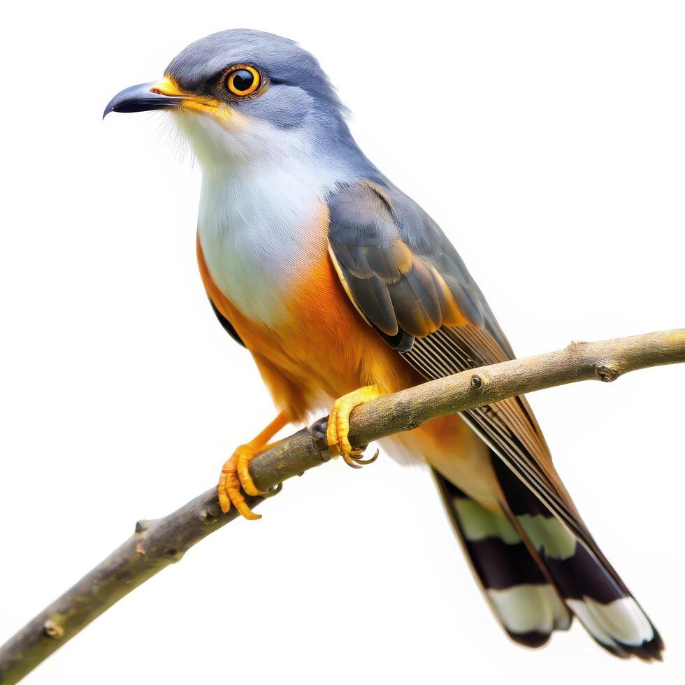 Mangrove Cuckoo Bird Featured on a White Canvas photo