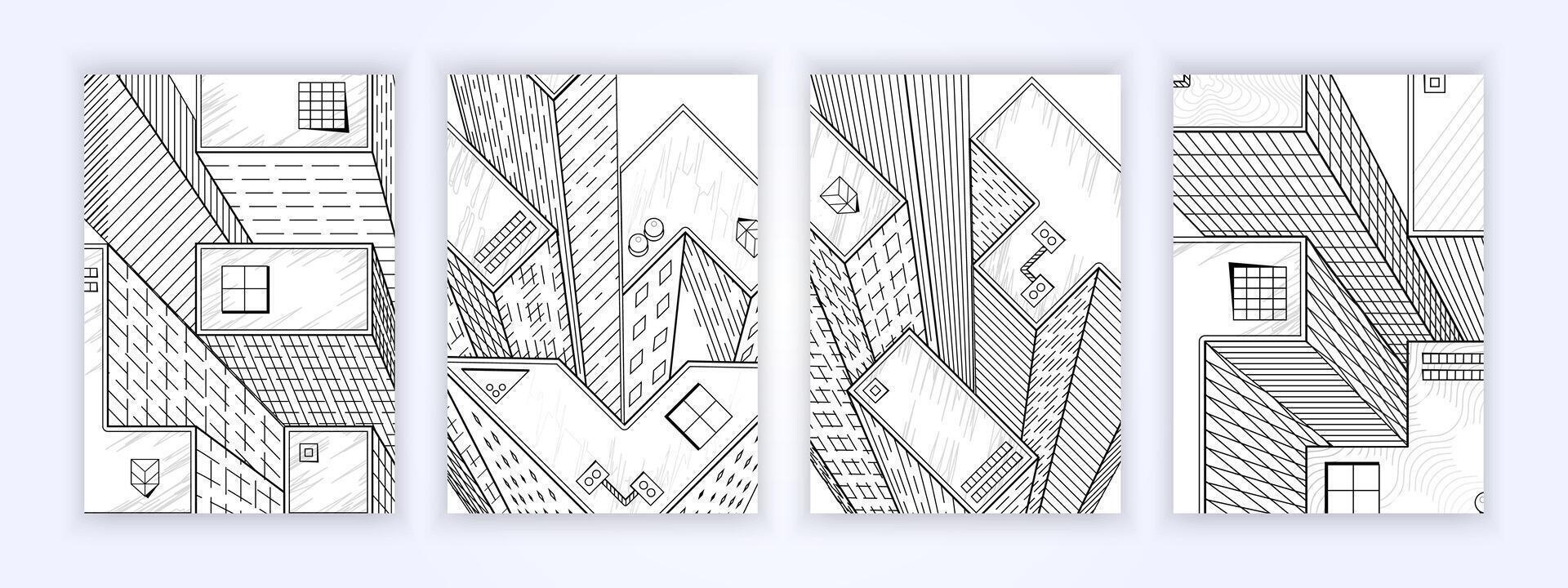cover design skyscrapers with neat geometric architectural details vector