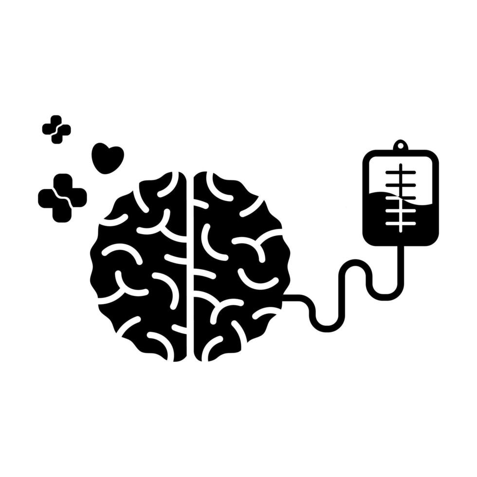 Brain healing concept infusion therapy symbolizing mental health support and recovery vector