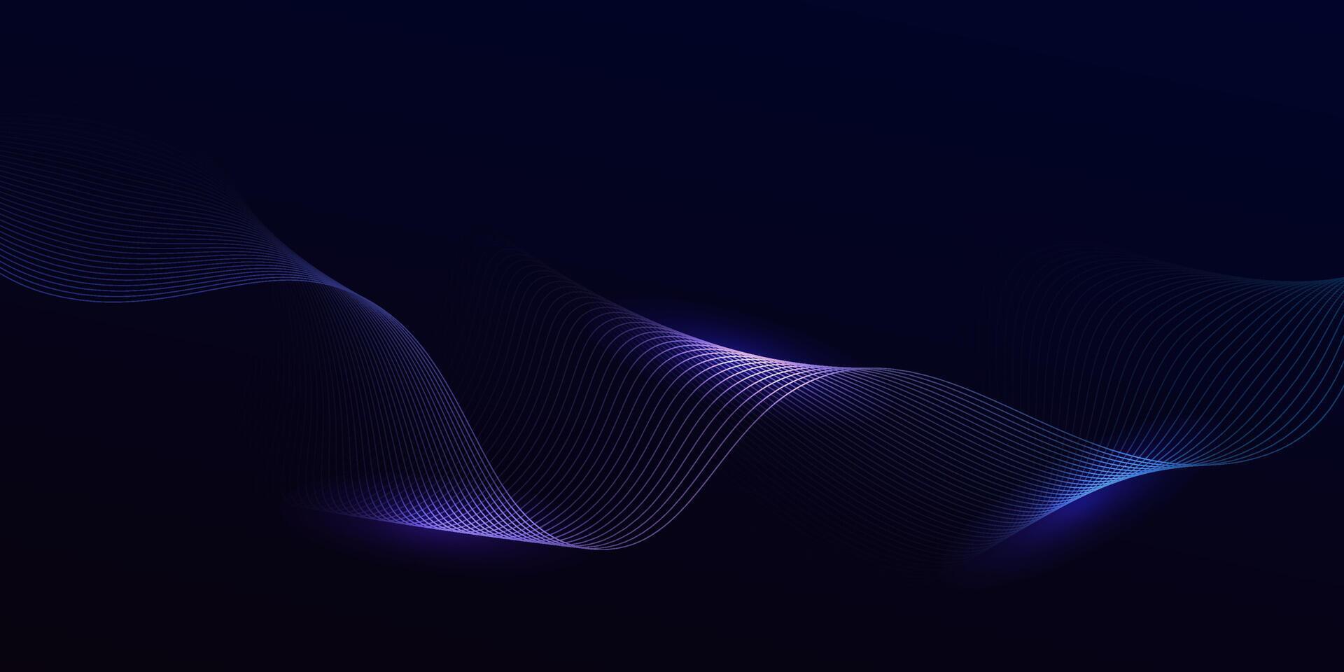 Abstract glowing wave lines on dark blue background. Dynamic wave pattern. Modern flowing wavy lines and Futuristic technology vector
