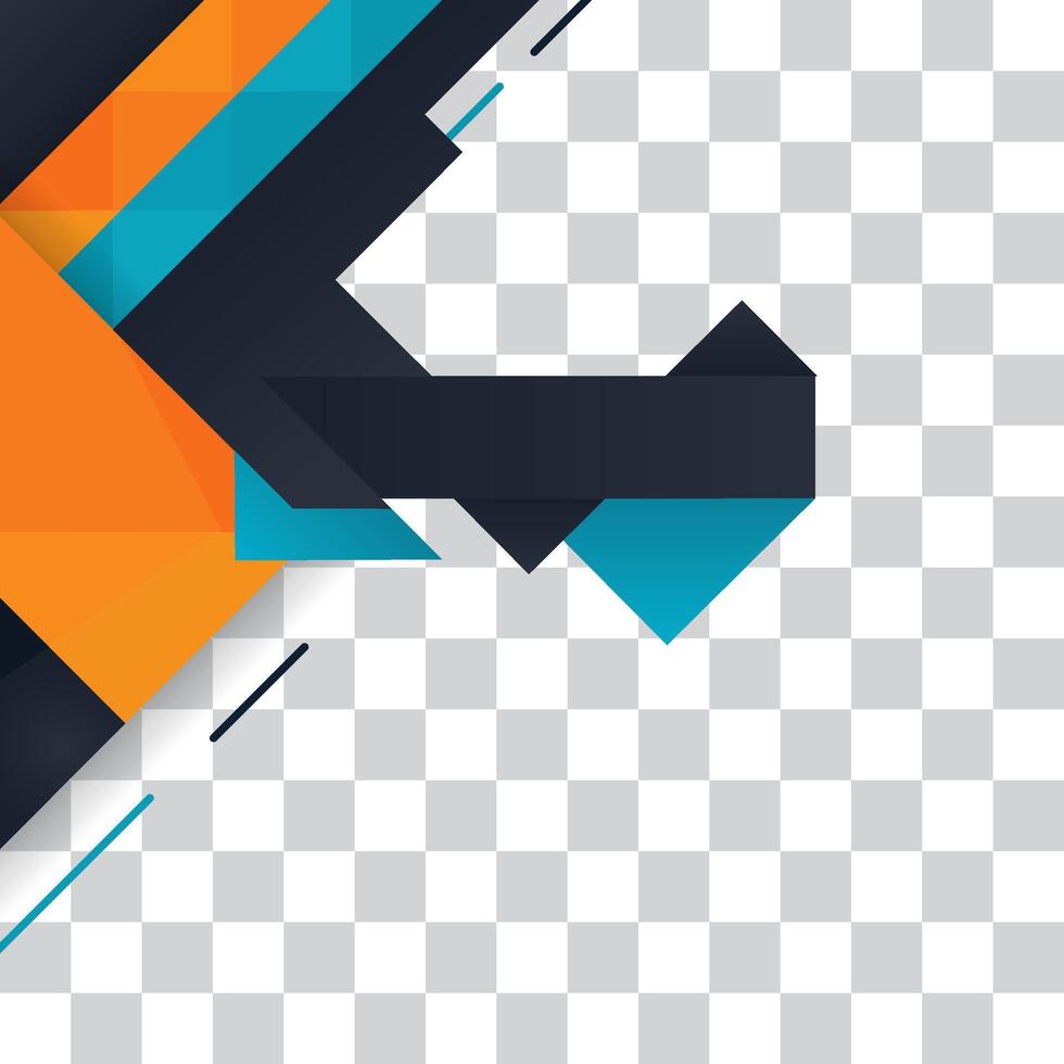 Bold geometric abstract design, orange, and blue, transparent background vector