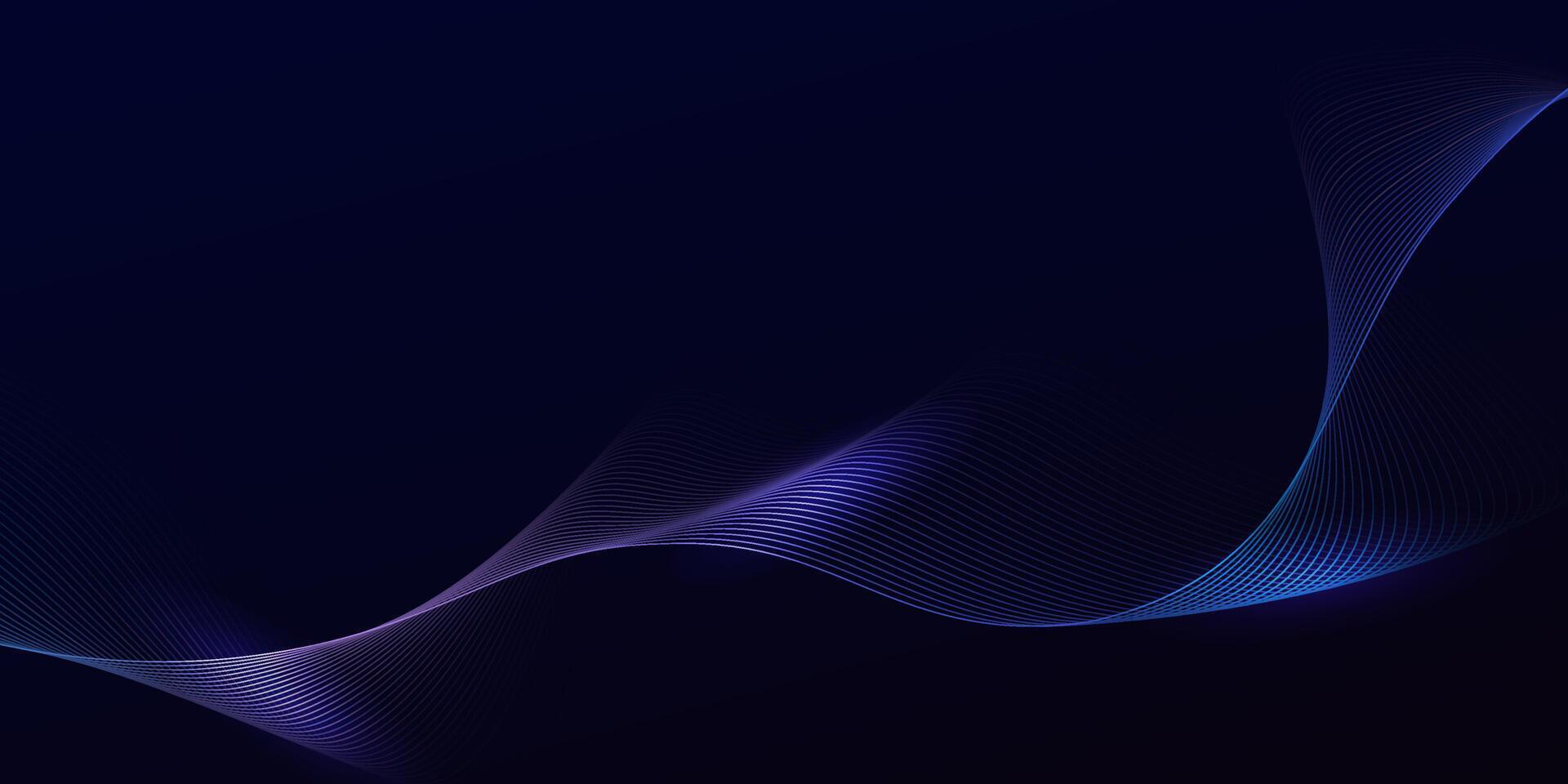 Abstract glowing wave lines on dark blue background. Dynamic wave pattern. Modern flowing wavy lines and Futuristic technology concept vector