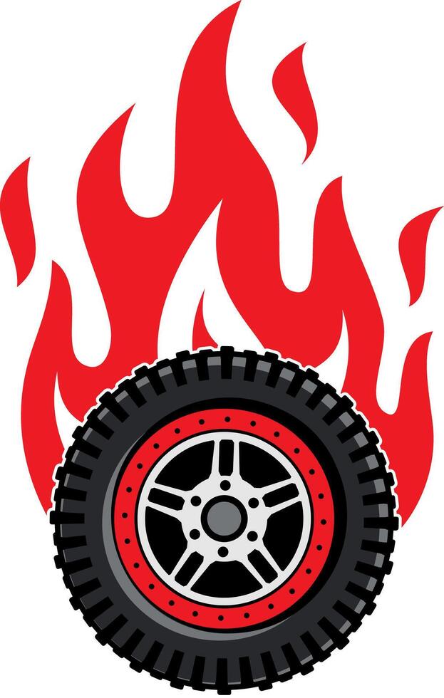 initial offroad with fire logo design vector