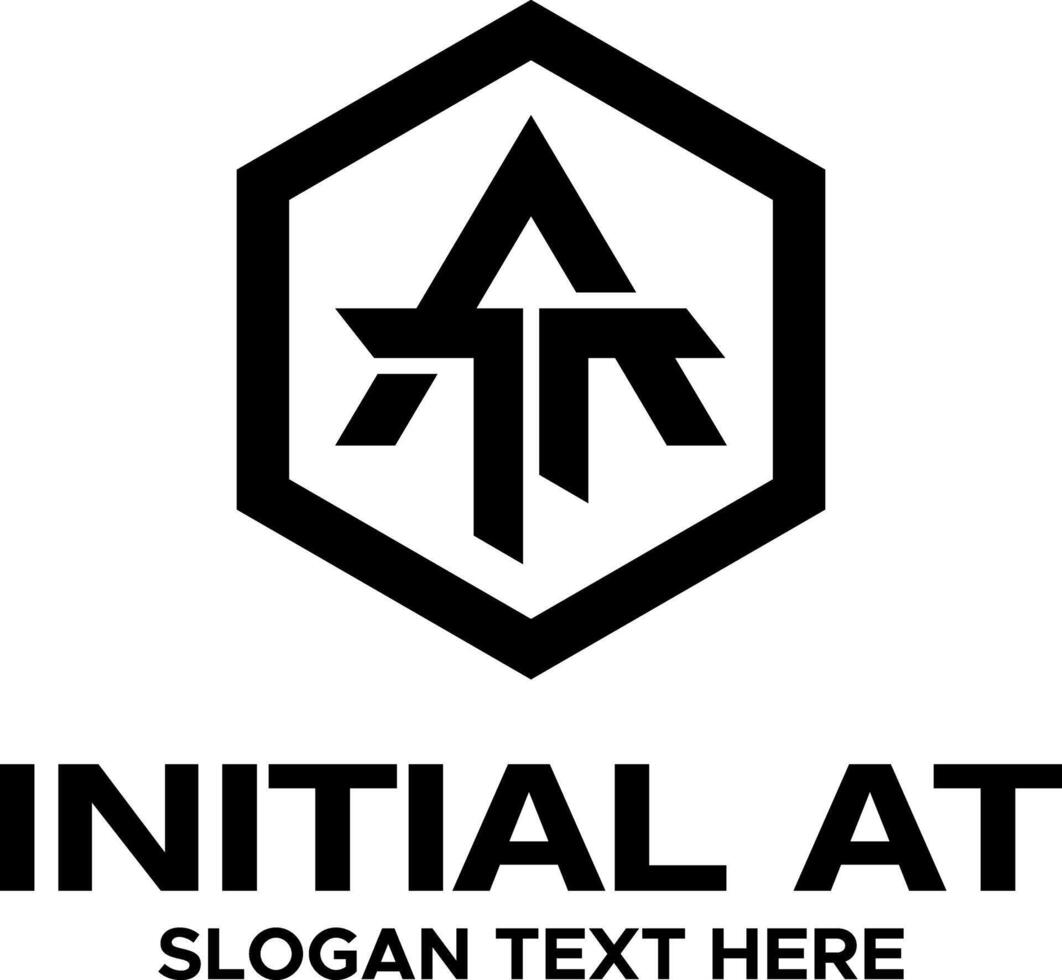initial AT idea logo design vector