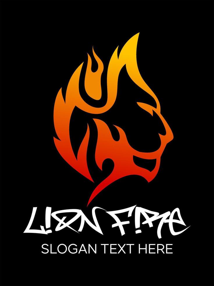 lion fire idea logo design vector