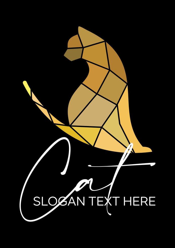 cat gold idea logo design vector
