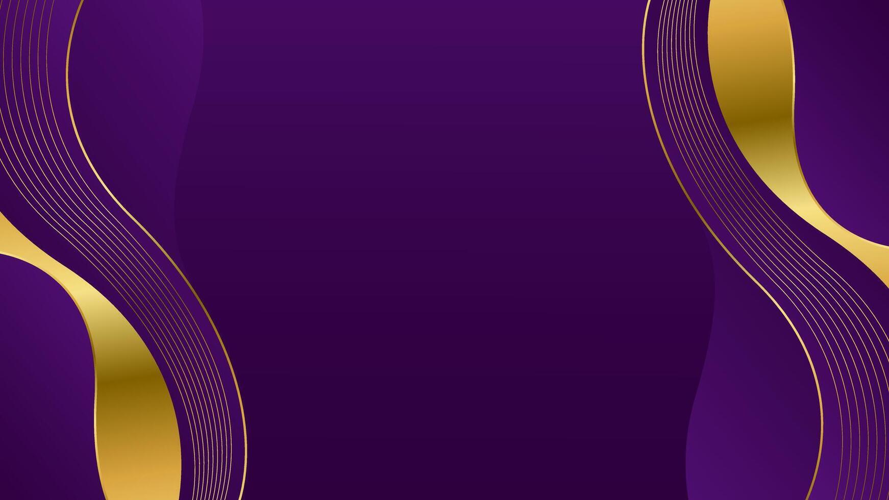 Elegant purple luxury wave background with gold lines. Abstract modern design vector