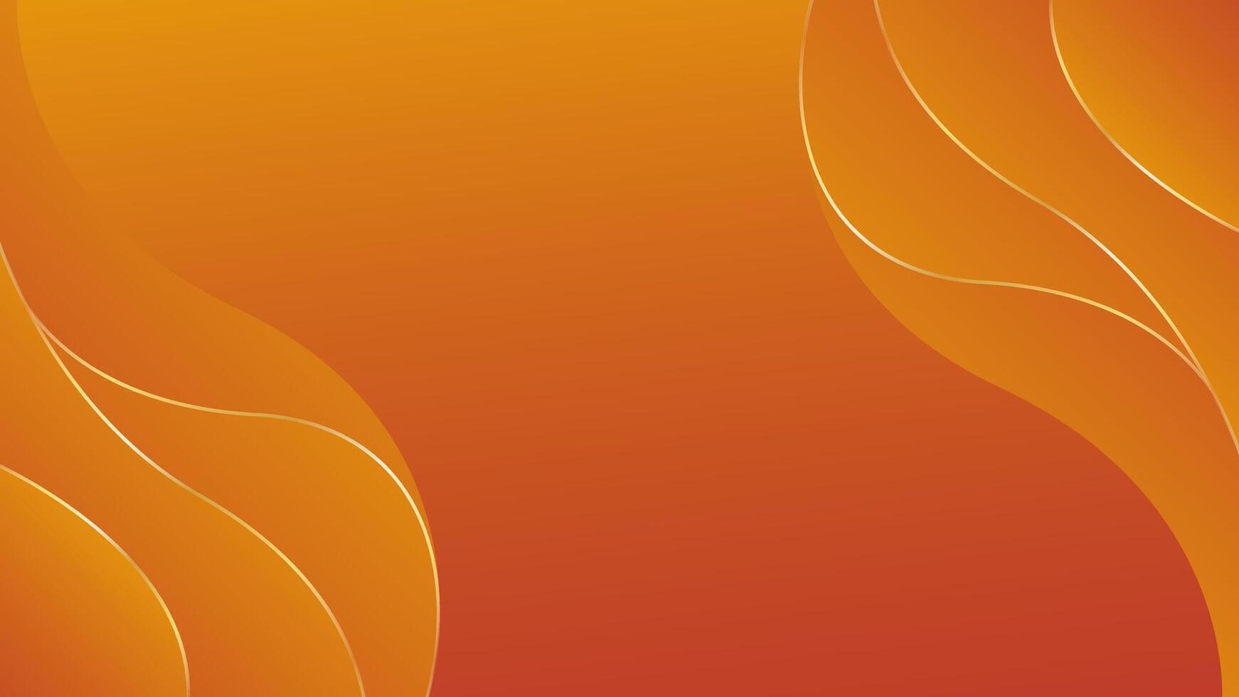 Abstract orange luxury background with gold lines. Elegant wallpaper vector