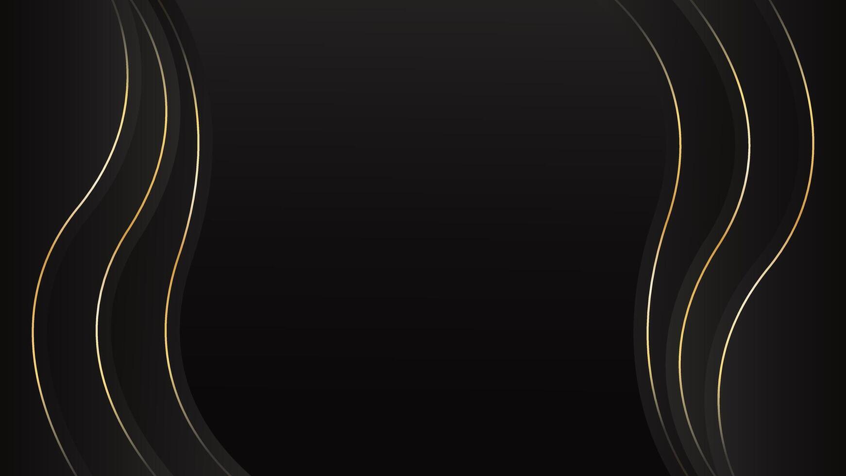 Minimalist black luxury background with wavy lines vector