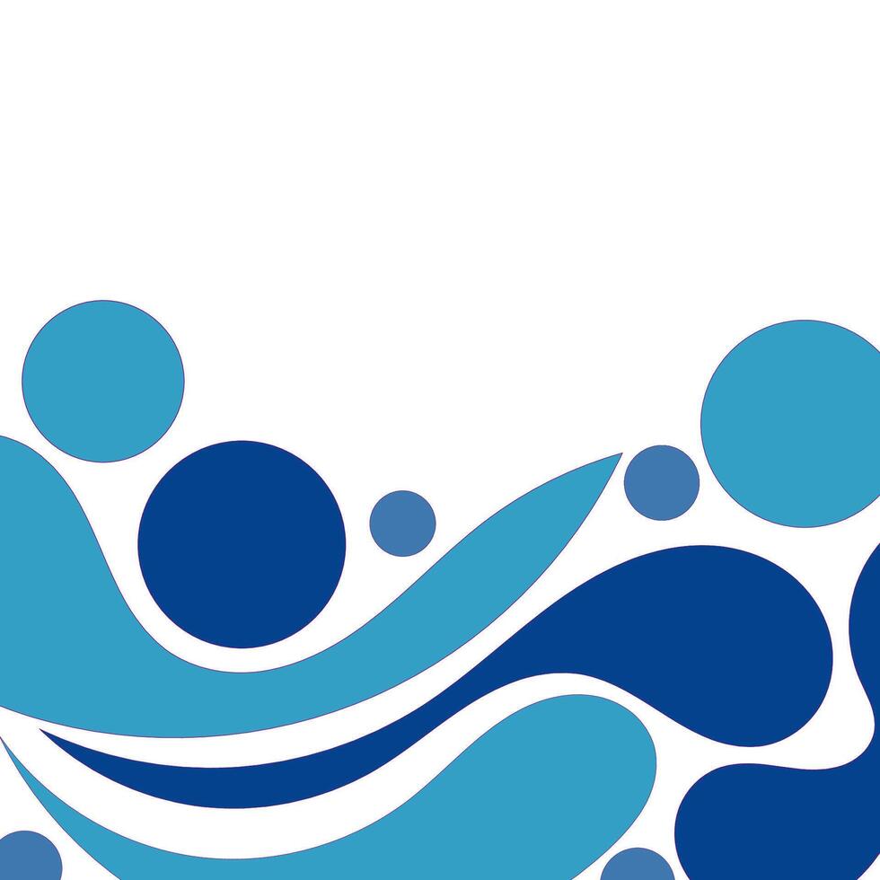 Blue abstract water wave background with fluid shapes and circles vector