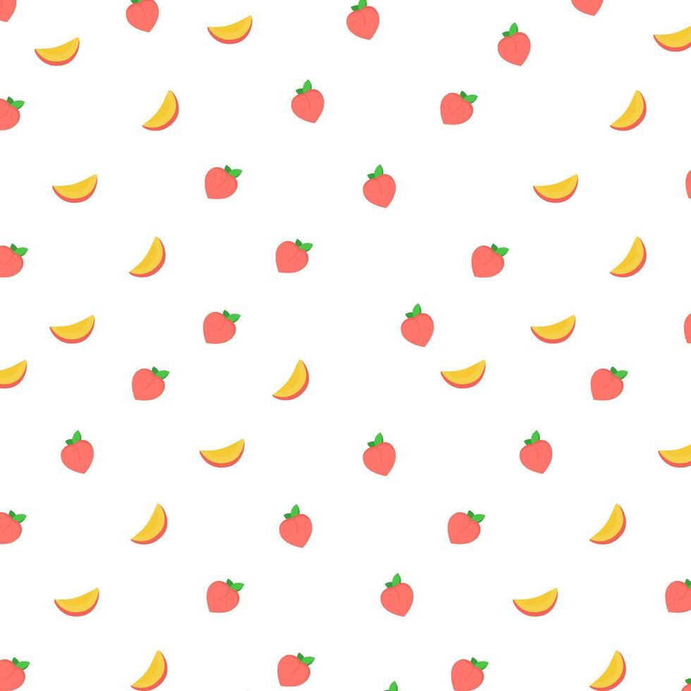 Seamless Pattern of Peach and Banana Slice with White Background vector