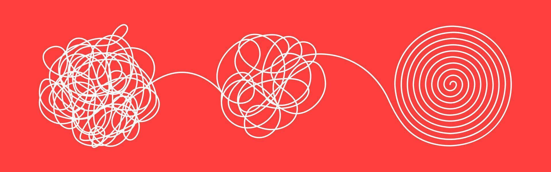 Chaos and order cord business concept flat style design illustration isolated on white background. vector