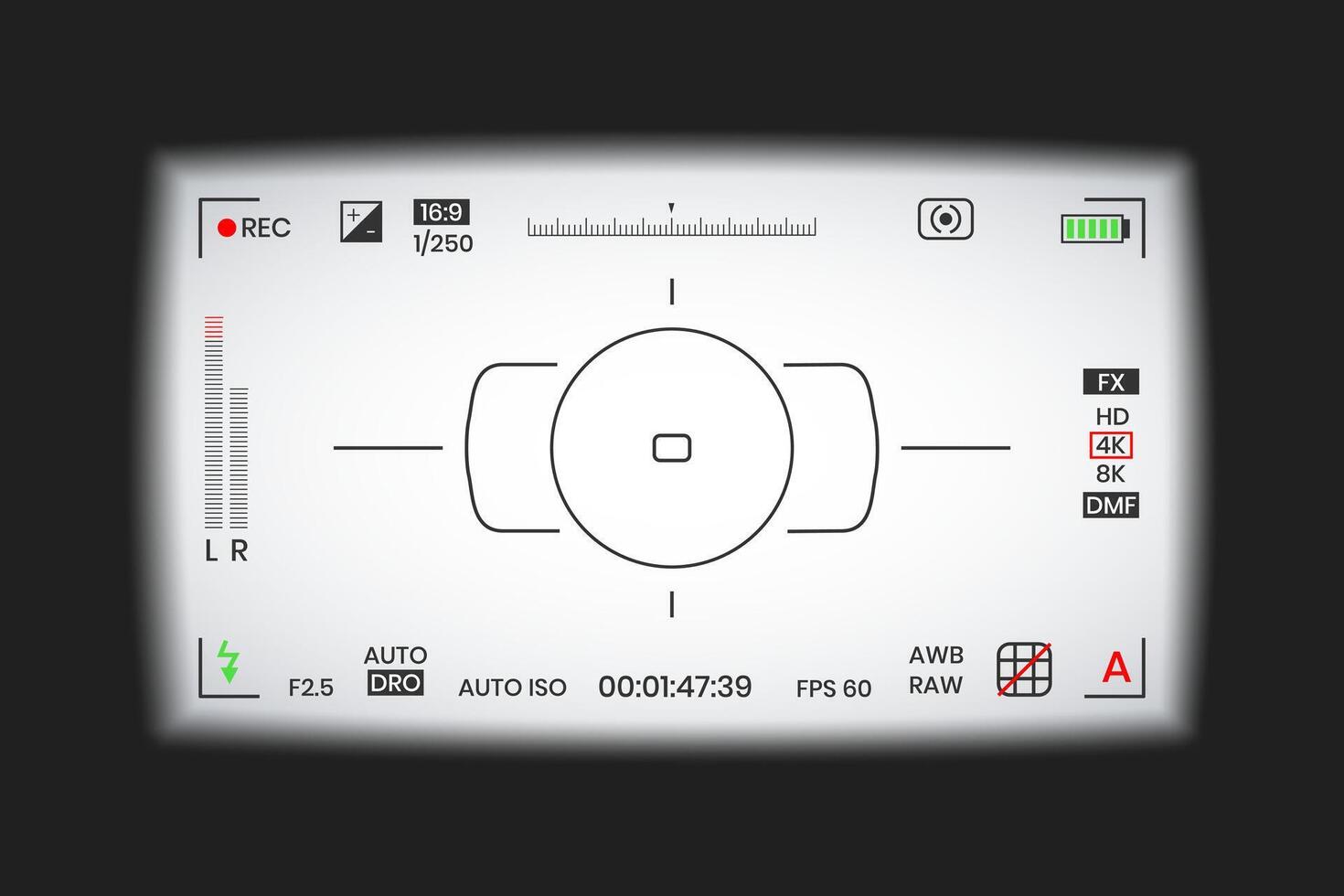 Camera viewfinder or view photo frame recorder flat style design illustration. vector