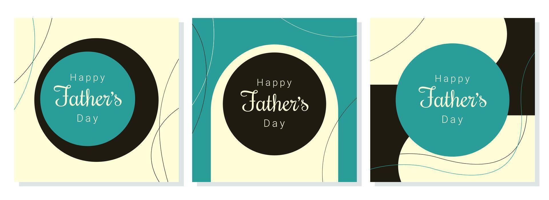 Happy Fathers Day set of bright modern posters vector