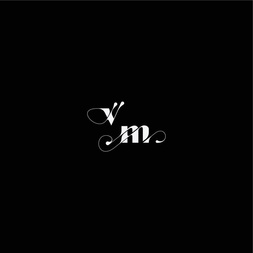 monogram style and elegant concept VM wedding typography initial letter organic hairline logo vector