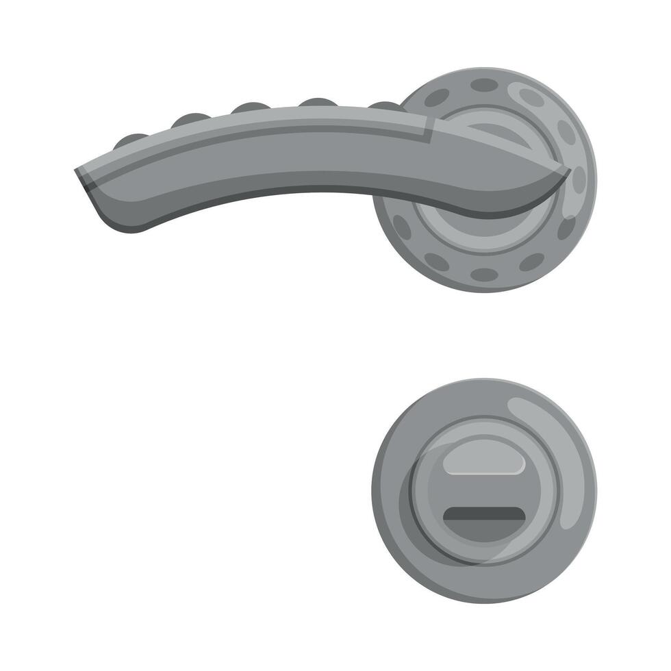 Metal Bronze Door Handle and Lock, House Interior Element Flat Style Illustration vector