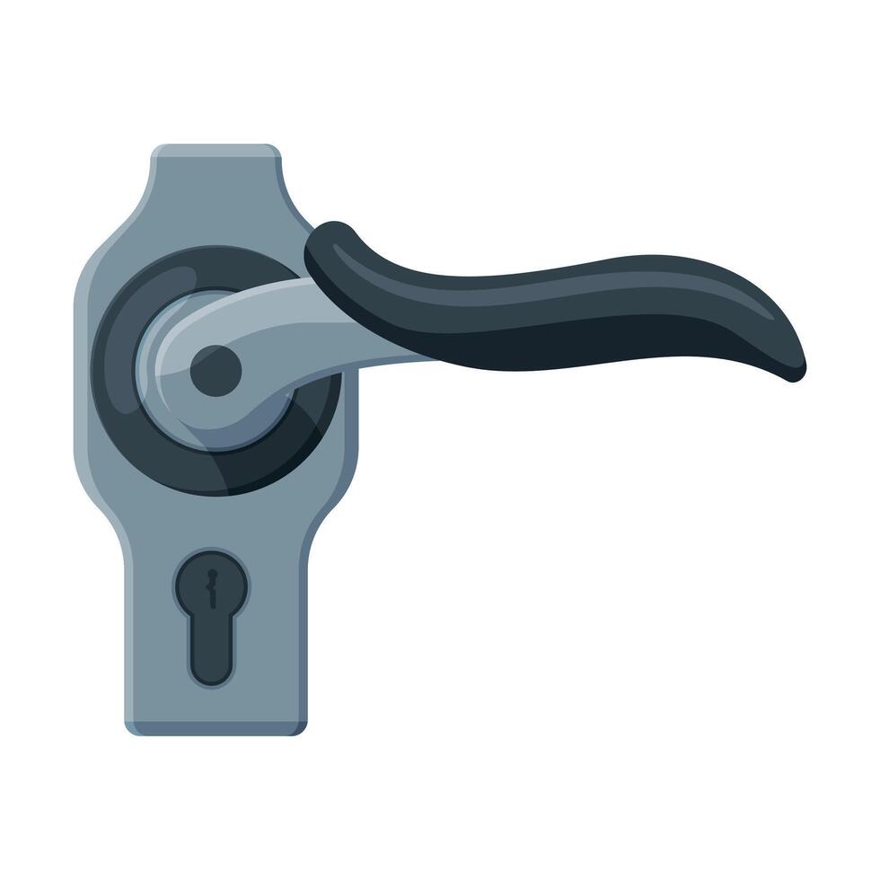 Modern Door Handle with Push Mechanism for Entrance, House Interior Element Flat Style Illustration vector