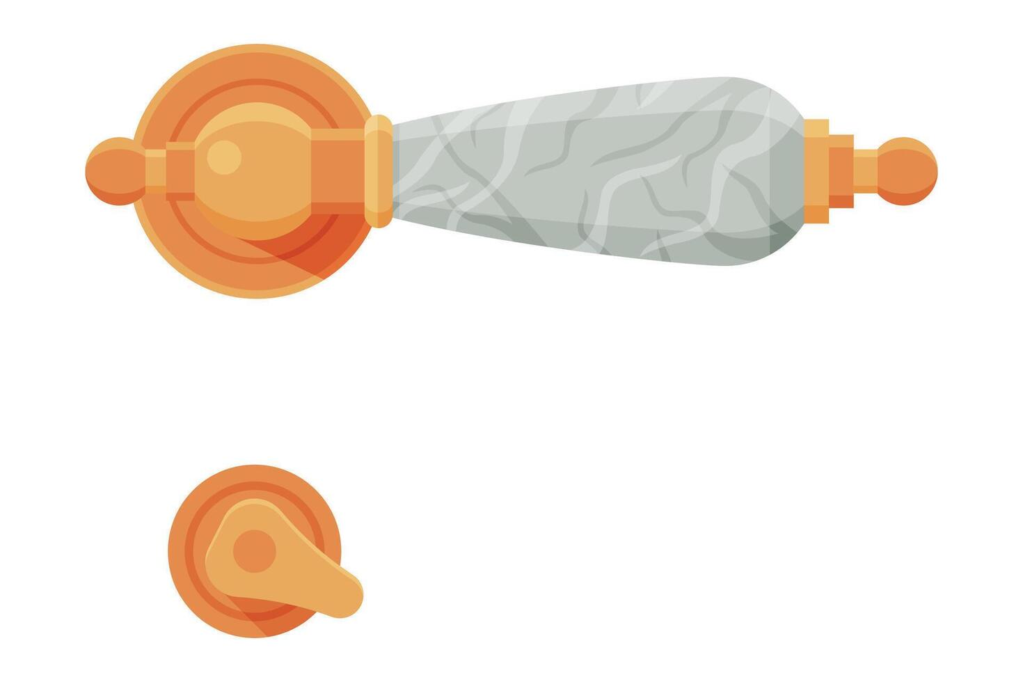 Door Handle and Lock, House Interior Design Element Flat Style Illustration vector