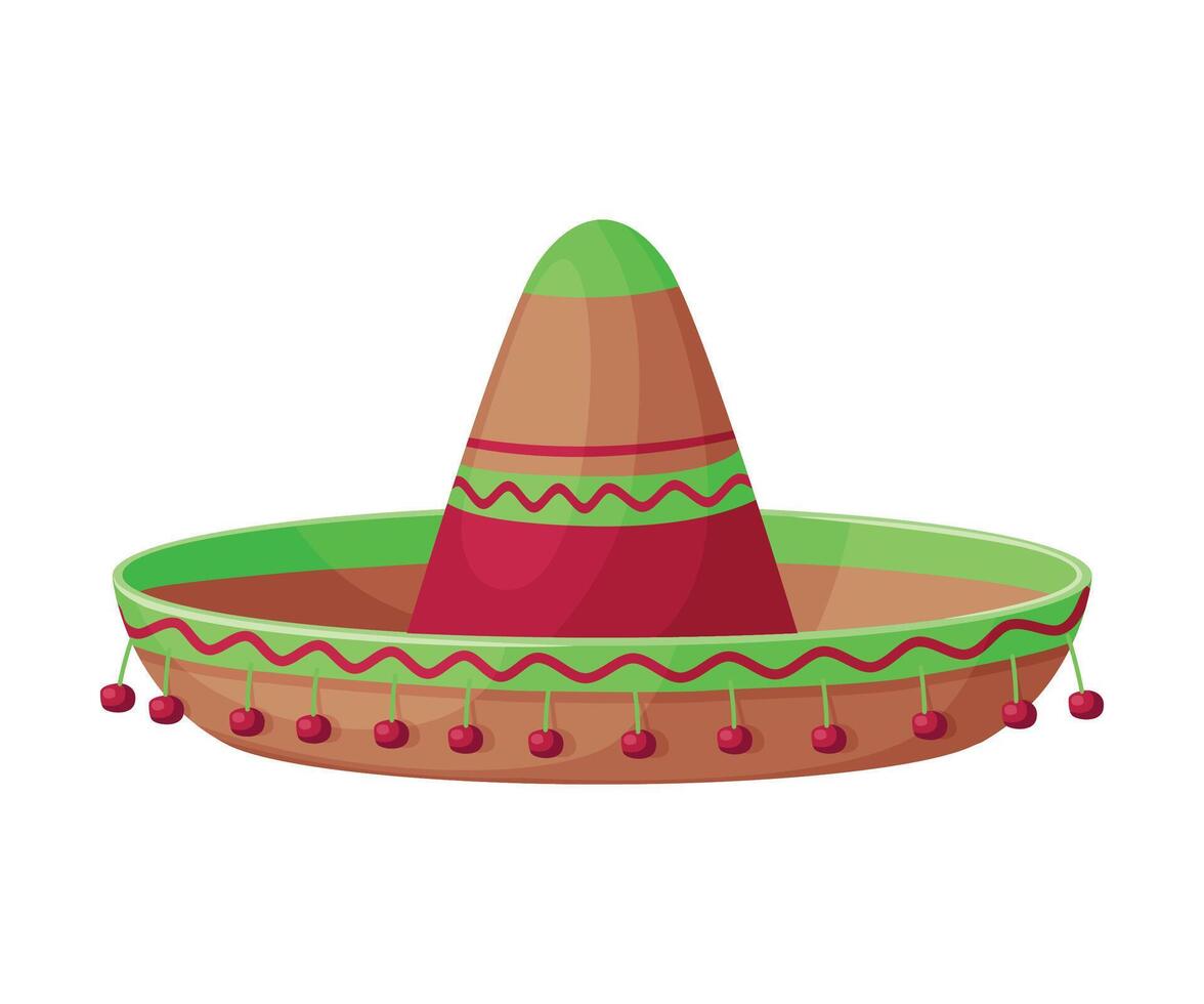 Sombrero Hat, Traditional Mexican Headdress, Retro Fashion Flat Illustration vector