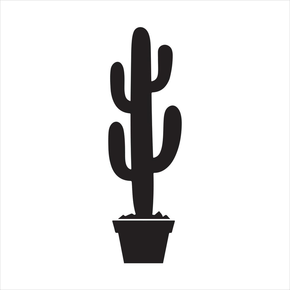 A cactus plant in a pot on a white background vector