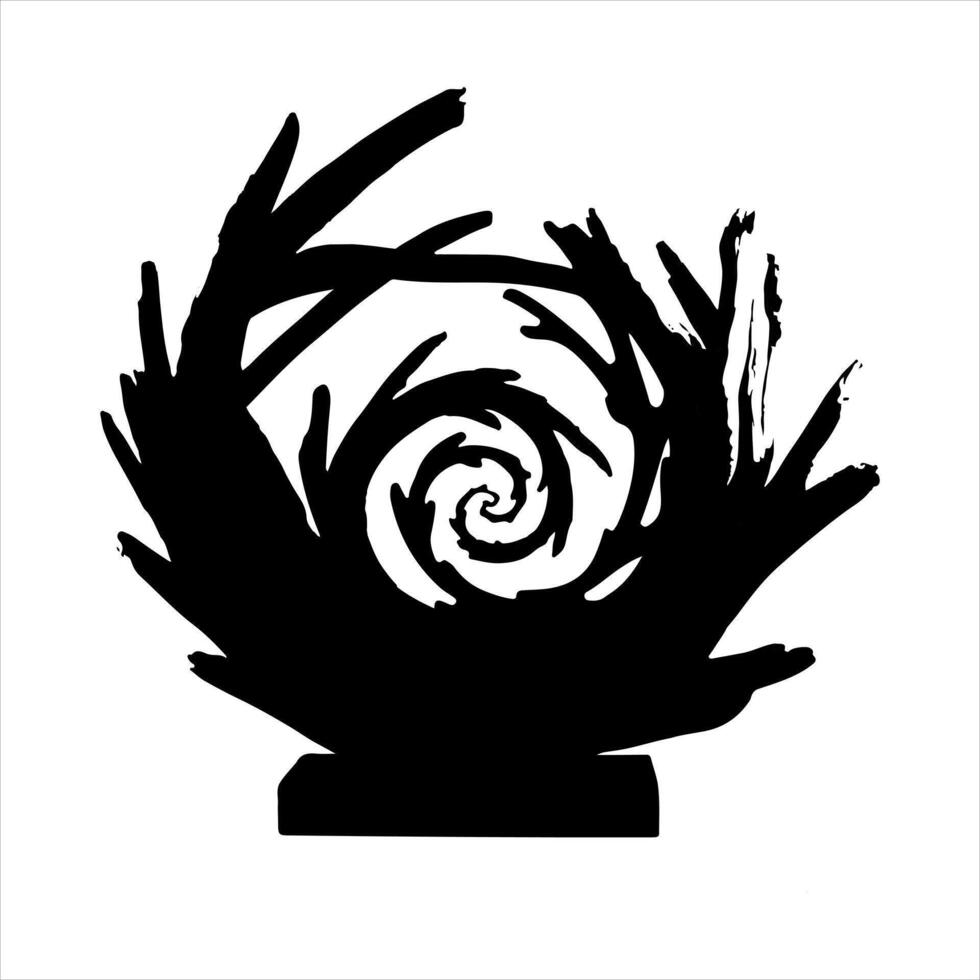 a black and white silhouette of a spiral vector