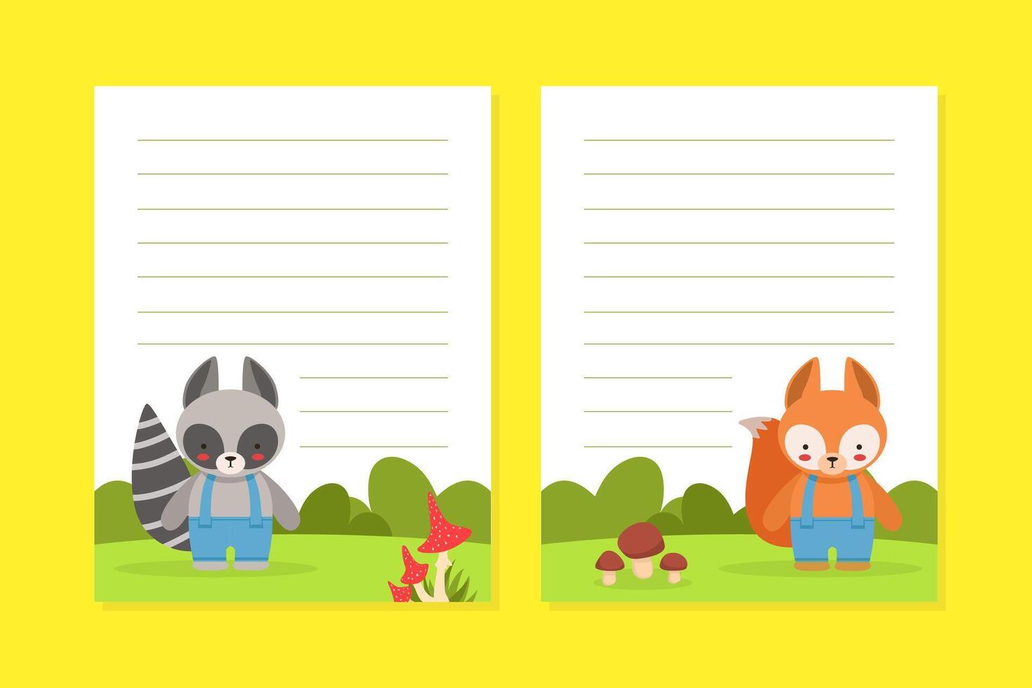 Organizer, Paper for Notes, Printable Pages, Notebook, Diary, Organizer Design Element with Cute Wild Animals Illustration vector