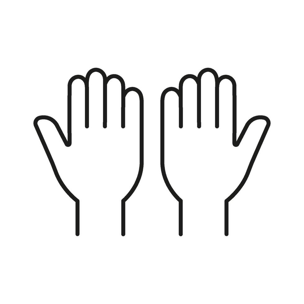 Two Raised Hands Line Icon. Celebration, Success, And Applause Gesture Outline Symbol. High Five, Agreement, And Support Representation. Editable Stroke. Isolated Illustration vector