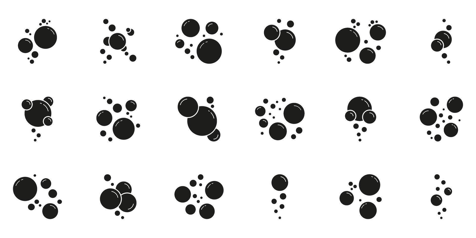 Soap Bubbles Solid Icon. Floating Air Bubbles Cluster With Reflection Highlights Silhouette Symbol. Isolated Illustration vector