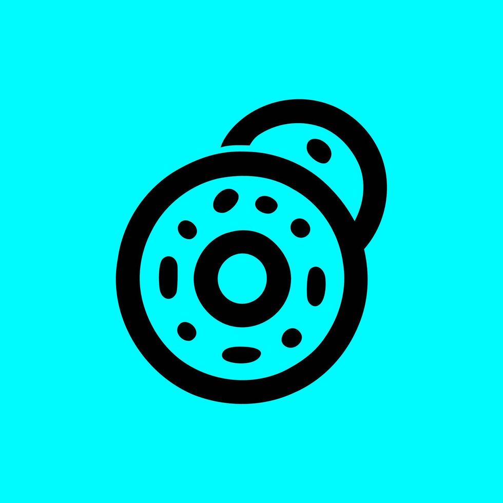 Minimalist Donut Icon with Sprinkles on Cyan Background vector