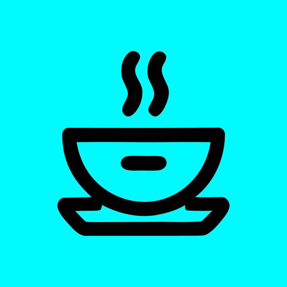 Minimalist Hot Soup Bowl Icon on Cyan Background vector