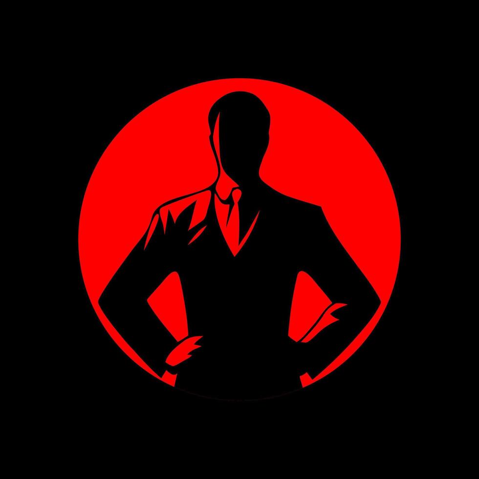 Mysterious Businessman Silhouette with Red and Black Contrast vector